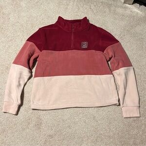 Ivory Ella Colorblock Fleece Pullover, Partial Zip, Large